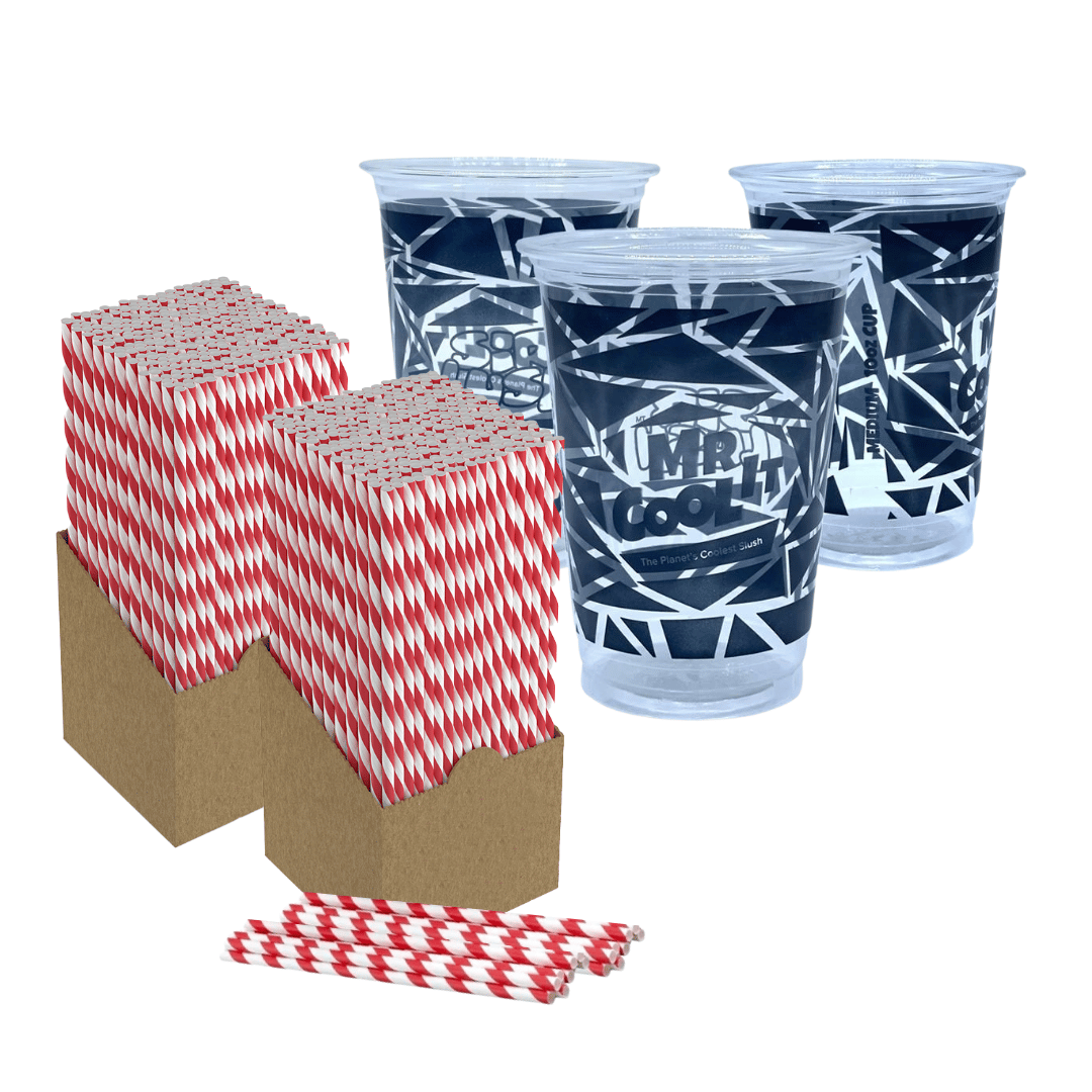 Mr Cool It 1250 x 10oz Plastic Cups & 1200 x Paper Straws