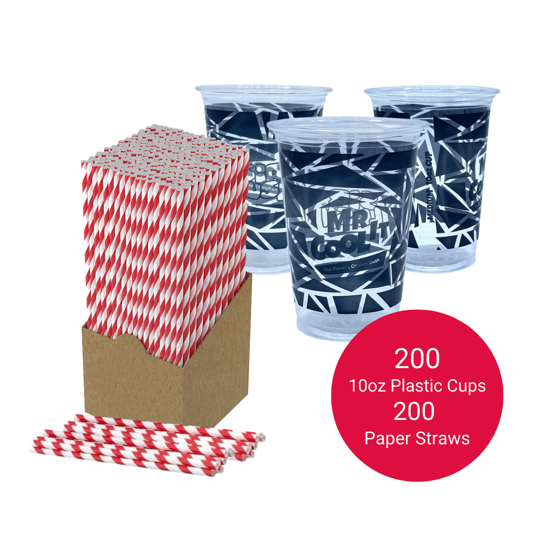 Mr Cool It 200 x 10oz Plastic Cups and Straws Bundle