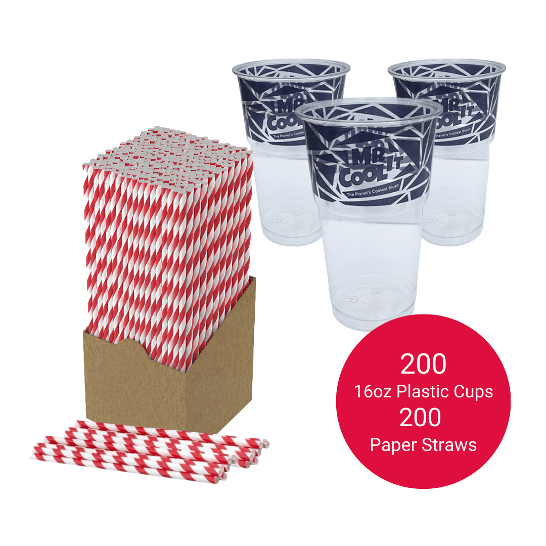 Mr Cool It 200 x 16oz Plastic Cups and Straws Bundle