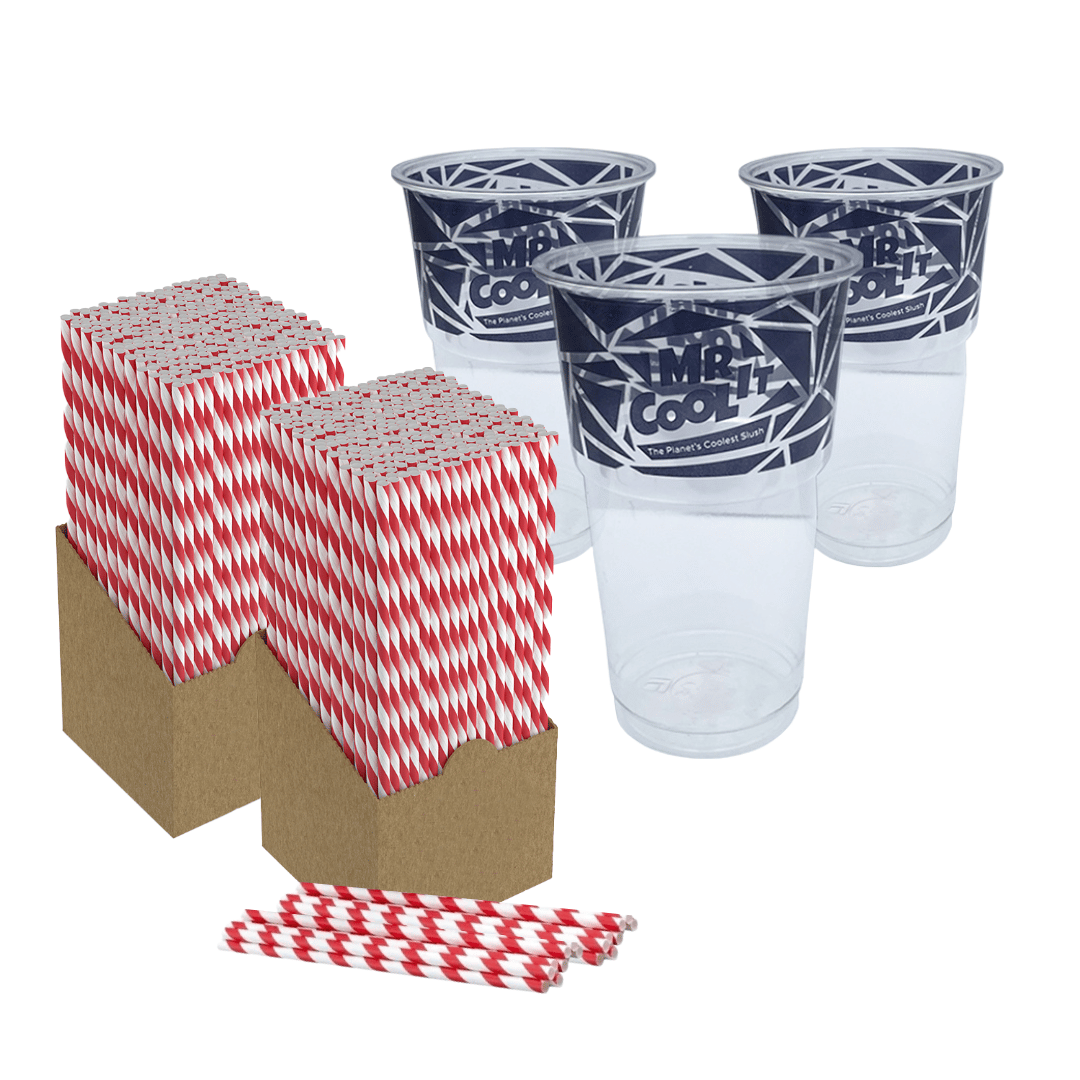 Mr Cool It 1000 x 16oz Plastic Cups & 1000 x Paper Straws