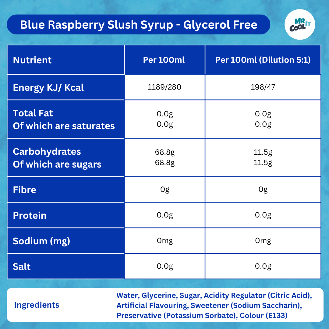 Blue Raspberry Glycerol-Free Slush Syrup