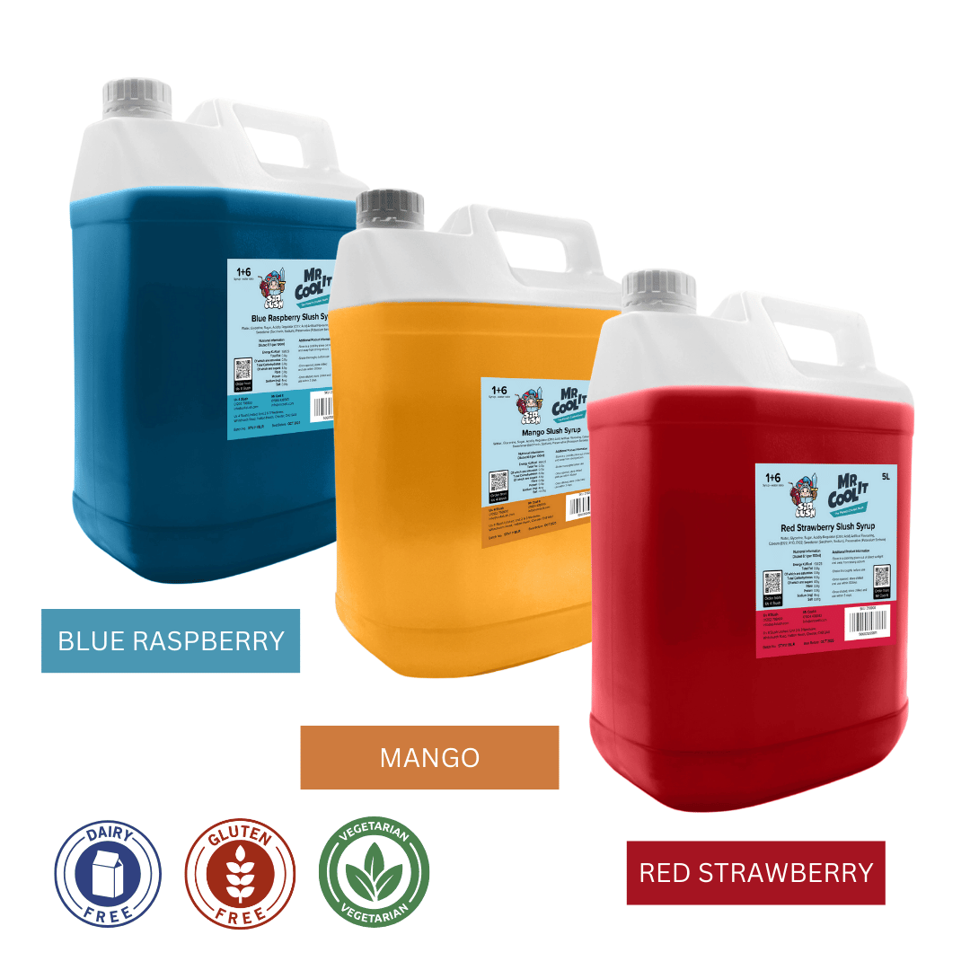 24-Pack Favourites Syrup Bundle Blue, Red & Mango.