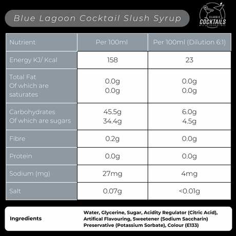 Blue Lagoon Cocktail Slush Syrup.