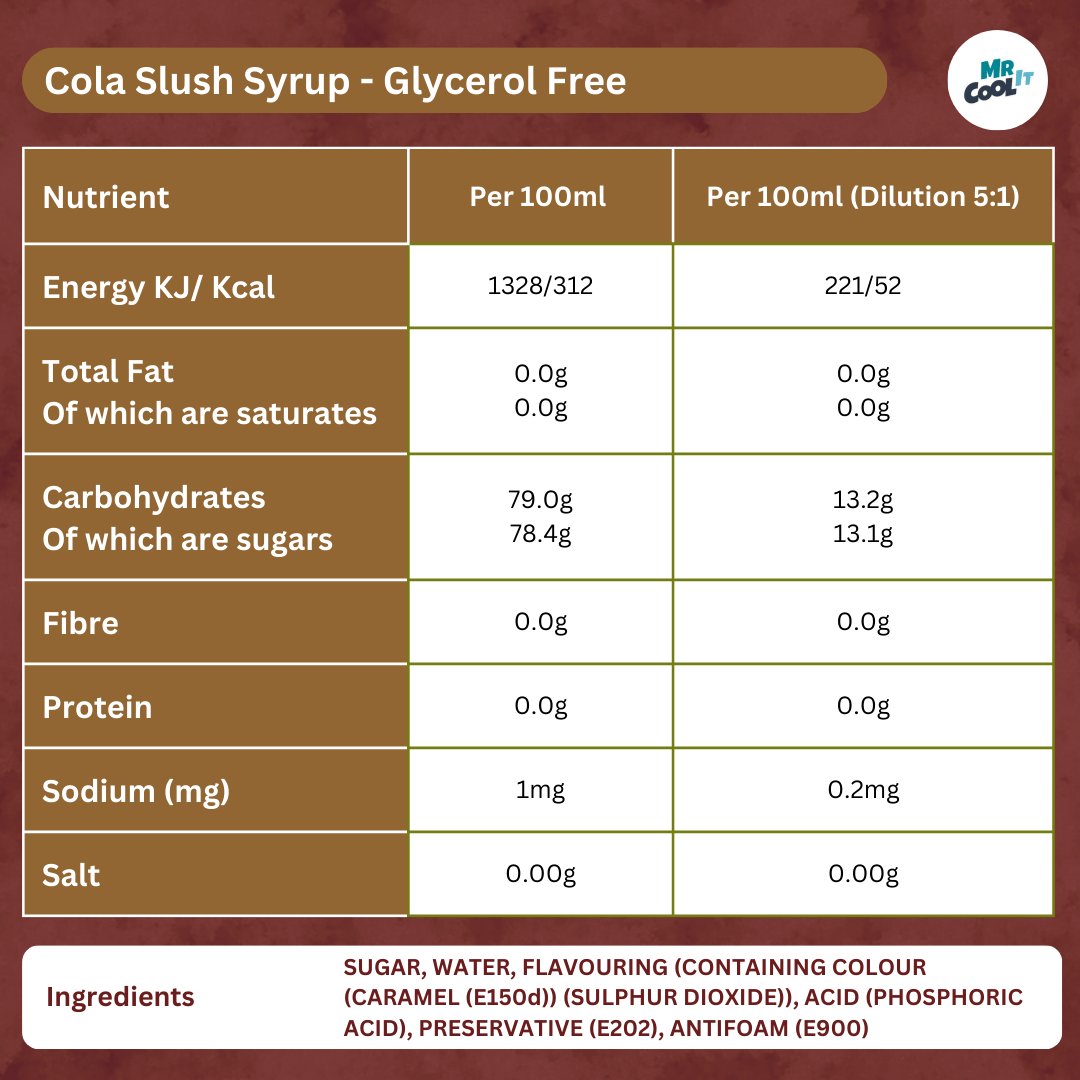 Cola Glycerol-Free Slush Syrup