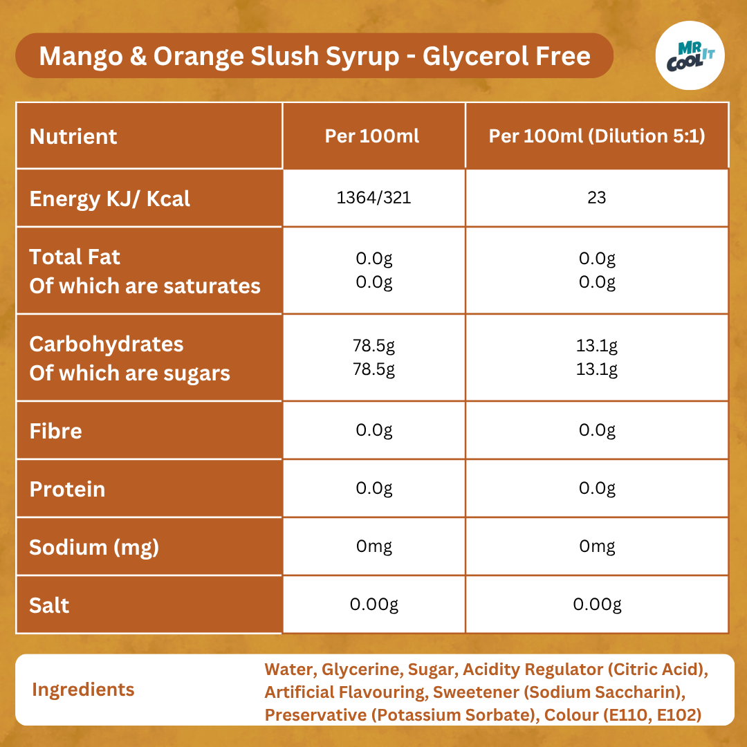 Mango & Orange Glycerol-Free Slush Syrup