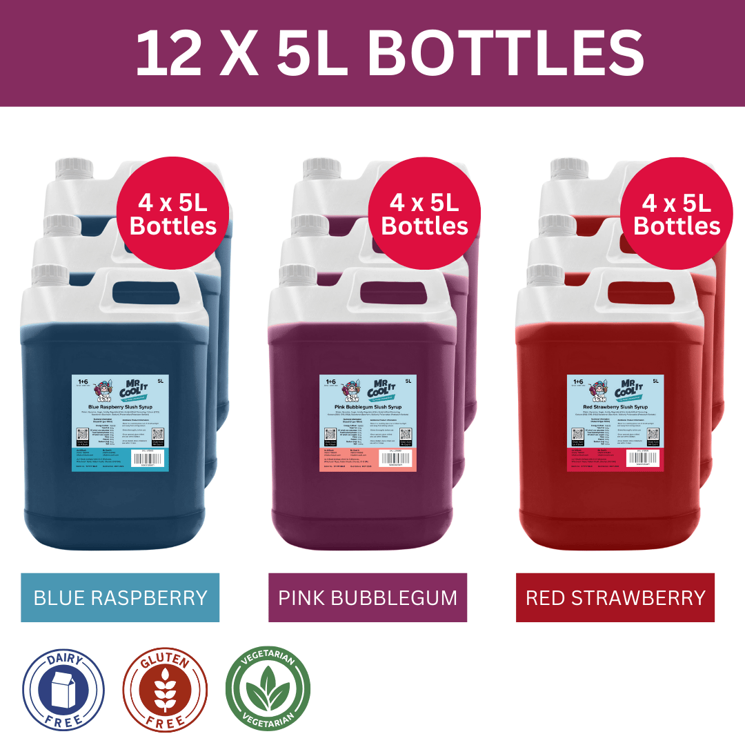 12-Pack Syrup Bundle Blue, Red & Pink | Slush Direct