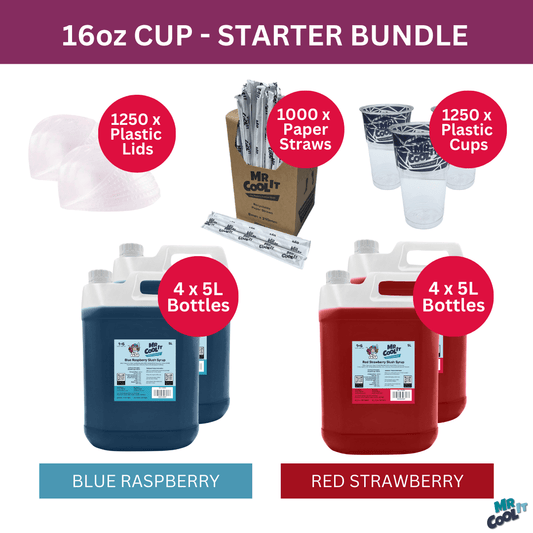 8 Syrup, 16oz Cups, Lids & Straws Bundle