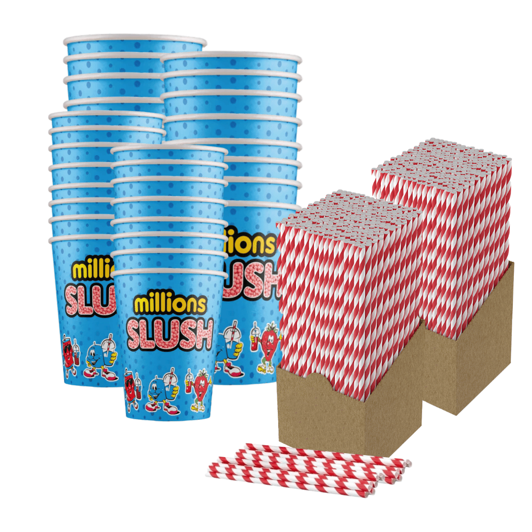 Millions® 500 x 12oz Paper Cups, 480 x 16oz Paper Cups & 1000 x Paper Straws