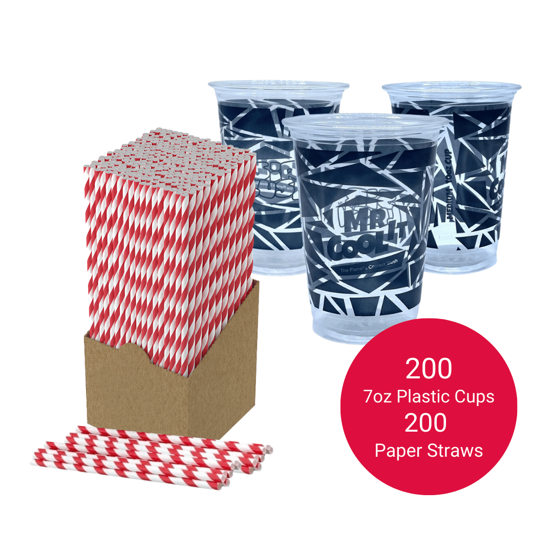 Mr Cool It 200 x 7oz Plastic Cups and Straws Bundle
