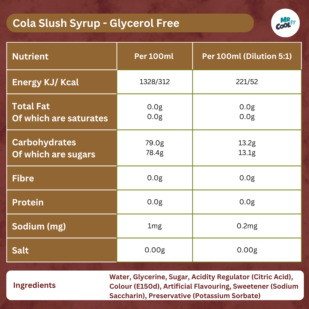 Cola Glycerol-Free Slush Syrup