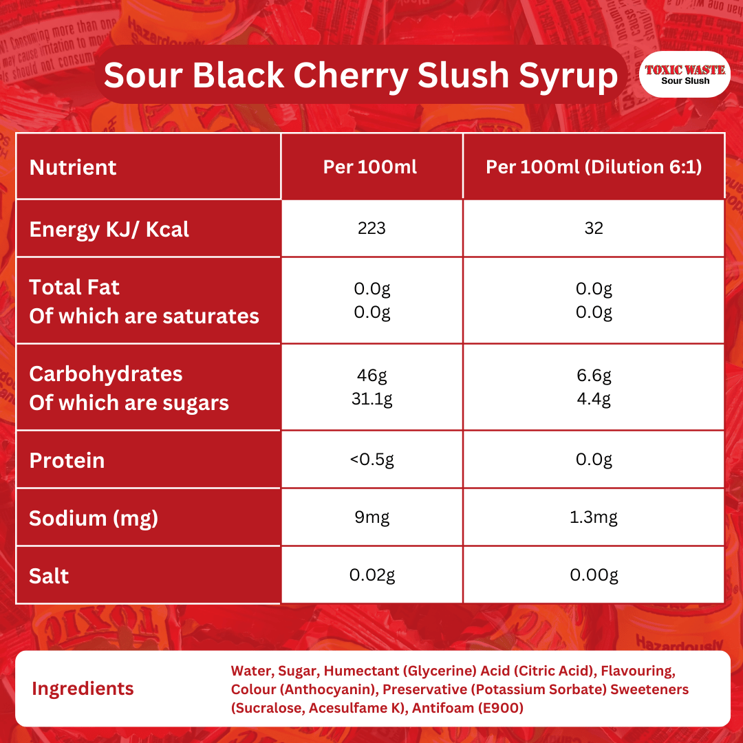 Toxic Waste® Hazardously Sour Cherry Slush Syrup 10L BIB