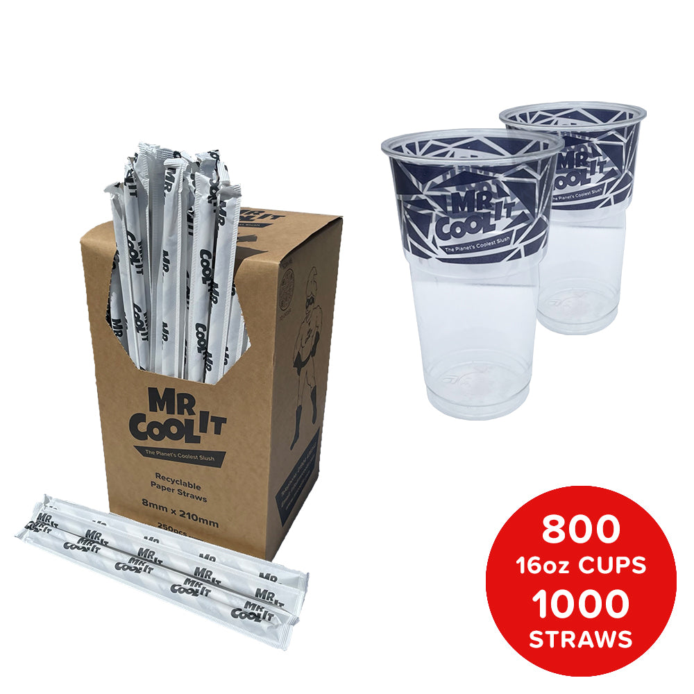 16OZ/454ML BRANDED CUPS & STRAWS BUNDLE