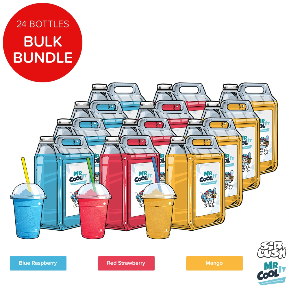 Slush Syrup Bundle, Blue, Red & Mango - 12-Pack | Slush.co.uk